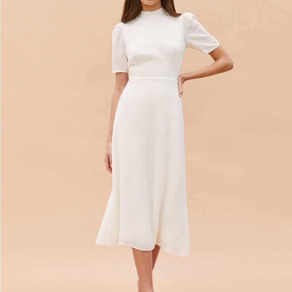 Reformation Cream Backless Midi Dress